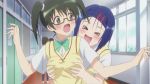 blue_hair blush breast_grab breasts gif glasses grabbing groping sairenji_haruna sawada_mio school_uniform small_breasts to_love-ru