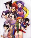  6+girls ass bad_id blue_sailor_collar brown_hair bursting_breasts cammy_white capcom chinese_clothes chun-li crimson_viper dougi drill_hair fingerless_gloves green_leotard hagoromo halter_top halterneck highres hip_vent ibuki_(street_fighter) juri_han karate_gi leotard makoto_(street_fighter) multiple_girls necktie_between_breasts pantyhose pelvic_curtain purple_clothes purple_eyes red_hair rose_(street_fighter) sailor_uniform sakura_kasugano settyaro shawl street_fighter street_fighter_iii street_fighter_iii:_3rd_strike street_fighter_iv street_fighter_iv_(series) super_street_fighter_iv thighs twin_braids twin_drills v 