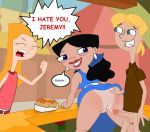 angry anus ass bent_over big_ass black_hair blonde_hair blue_eyes bottomless candace_flynn closed_eyes cum cum_in_ass disney food funny hairless_pussy jeremy_johnson jewelry long_hair looking_back milf no_panties orange_hair phineas_and_ferb pussy red_lipstick short_hair skirt skirt_lift smile tan tan_line testicle vivian_garcia-shapiro zoda-x_(artist)