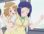 animated animated_gif blue_hair blush breast_grab breasts gif grabbing momioka_risa sairenji_haruna school_uniform to_love-ru