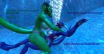 2girls 3d 3d_(artwork) activision air_bubbles anthro asphyxiation bikini breasts bubbles cleavage cynder dialogue dragon drowning english_text fan_character female female/female female_only held_down huge_breasts metal_bikini moaning nude pool scalie screaming sideboob source_filmmaker spyro_the_dragon text the_legend_of_spyro underwater uwdrachen water