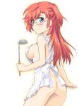 1girl ano_natsu_de_matteru apron ass blue_eyes breasts glasses long_hair masakichi_(crossroad) naked_apron red_hair sideboob solo takatsuki_ichika