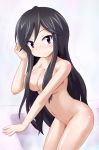 1girl a_channel bathtub big_breasts black_hair breasts high_res highres large_breasts long_hair lou_(battle32) nishi_yuuko nude purple_eyes smile solo yuuko_(a_channel)