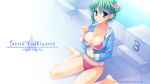 1920x1080 :o barefoot big_breasts bikini breasts character_name cleavage erect_nipples green_hair high_res highres hood hoodie jacket large_breasts looking_at_viewer muririn noble_works open_clothes open_jacket pool poolside side-tie_bikini sitting solo string_bikini swimsuit tsukiyama_sena underboob undressing unzipping wallpaper wariza yellow_eyes zipper