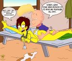  anal bed bigtyme black_eyes blush breasts crossover erin_(the_simpsons) from_behind long_hair looking_down milf nipples panties red_hair shirt_lift short_hair smile the_simpsons titeuf titeuf_(character) topless underwear white_panties yellow_skin 