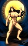  abs big_breasts black_hair genderswap god-emperor_of_mankind huge_breasts long_hair looking_at_viewer luckydemon muscle muscular muscular_female nipples nude nude_female pubic_hair pussy warhammer_(franchise) warhammer_40k 