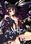 1girl accel_world black_gloves black_hair blush bracelet butterfly butterfly_wings chain chains cuffs dress elbow_gloves foreshortening gloves hairband hasshin_aki_ichi high_heels high_res highres jewelry kuro_yuki_hime kuroyukihime long_hair looking_at_viewer nipples open_mouth outstretched_arm outstretched_hand panties purple_eyes shackle shackles shoes solo underwear wings yagami_shuuichi