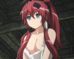 animated animated_gif big_breasts blue_eyes bouncing_breasts breasts gif hyakka_ryouran_samurai_girls large_breasts lowres nipples no_bra red_hair yagyuu_juubei_(hyakka_ryouran)