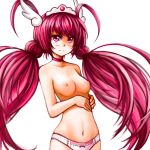 1girl big_hair blush breasts choker cure_happy hoshizora_miyuki long_hair midriff miyuki_hoshizora miyuki_hoshizura navel nipples panties panties_only pas_(paxiti) pink_eyes pink_hair pink_panties precure smile_precure! solo tiara topless twin_tails twintails underwear underwear_only white_background