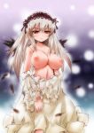 1girl big_breasts blush breasts doll_joints large_breasts long_hair nipples red_eyes rozen_maiden silver_hair sketch solo suigintou topless tousen