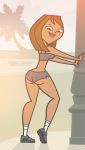 ass bikini brown_hair courtney_(tdi) dark_skin freckles lipstick looking_back short_hair socks solo total_drama_island vaultman