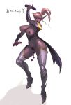 1girl anal_beads armor blush breasts dark_elf dark_elf_(lineage_2) dildo elf female highres legs lineage lineage_2 lineage_ii nipples pointy_ears ponytail pubic_hair purple_skin pussy pussy_hair rennes simple_background solo uncensored