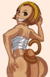  anthro ass assjob bottomless brown_eyes brown_hair buttjob capcom erection female furry grin hair hotdogging looking_back monkey penis smile sonson tail tailjob video_games 