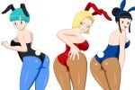  3_girls android_18 ass blackangel014 blush breasts bulma_brief bunnysuit chichi dragon_ball dragon_ball_z female_only milf pervyangel transparent_background 