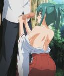 animated blush forest gif green_hair handjob japanese_clothes loop miko moaning penis poro religious_slut reunion sex sky thighs toono_mao yellow_eyes