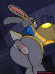 1girl anthro anthrofied anus_juice anus_peek ass ass_crack ass_focus ass_shake female_focus female_only gif judy_hopps light looking_at_viewer mostly_nude panties_aside pussy rabbit room seductive showing_off smile solo_female solo_focus zootopia