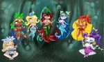  7girls annetta_fish artist_request betilla breasts dark_skin edith_up helena_handbasket holly_luya long_hair nipples pale_skin rayman_(series) rayman_origins topless ubisoft voodoo_mama wendy_weather 