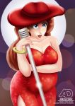  arrowdark belly blue_eyes deviantart fanart fetish huge_belly long_hair mario_(series) nintendo pauline plump preggo pregnant red_dress singing super_mario_odyssey vore 