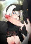 breasts hand_on_head large_penis looking_at_penis neocoill nier:_automata nier_(series) penis penis_awe yorha_no._2_type_b yorha_no._9_type_s