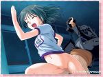  1girl ahoge bottomless censored closed_eyes dark game_cg grey_hair gym_uniform hair happy maple_colors maple_colors_h penis pussy running sakurai_makoto sakurai_makoto_(maple_colors) sex solo_focus sweat toma_(asagayatei) vaginal what 