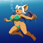 1girl ai_generated anthro barefoot bat bikini breasts cameltoe cleavage drowning feet female green_bikini green_swimsuit huge_breasts navel ocean peril rouge_the_bat sea sega sexfightfun solo sonic_(series) sonic_the_hedgehog_(series) swimsuit underwater underwater_peril water