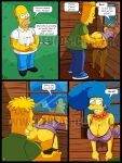 1girl 2boys ass bart_simpson breasts comic homer_simpson incest marge_simpson milf mother_and_son panties penis text the_simpsons vaginal