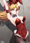 1girl adsouto adult_swim alluring animal_ears arm_strap arms_up big_breasts bishoujo_senshi_sailor_moon bishoujo_senshi_sailor_moon_r bishoujo_senshi_sailor_moon_r_the_movie bishoujo_senshi_sailor_moon_s bishoujo_senshi_sailor_moon_s_the_movie bishoujo_senshi_sailor_moon_supers bishoujo_senshi_sailor_moon_supers_the_movie blonde_hair blue_bow blue_bowtie blue_eyes bow bowtie breasts cleavage detached_collar fake_animal_ears frilled_leotard frills hair_bow high_res leotard lips long_hair looking_at_viewer minako_aino orange_brooch pantyhose parted_bangs pin_up playboy_bunny rabbit_ears red_bow red_leotard sailor_venus smile strapless strapless_leotard thick_thighs thighs toei_animation toonami