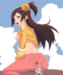 1girl 1girl 1girls adorable breasts brown_eyes brown_hair clothed_sex cowgirl_position crotchless_clothes cum cum_in_pussy cum_inside cute dark-skinned_male dark_skin hachiyou jeans long_hair looking_back male nipples no_bra no_panties oozora_himawari otenki_studio penis pussy sex shirt_lift sideboob straddle straight tagme torn_clothes uncensored