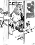  1girl 2003 cheating crossover disney english_text human jessica_rabbit julius_zimmerman_(artist) male mickey_mouse monochrome nipples prostitution roger_rabbit text who_framed_roger_rabbit 