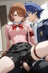 1boy 1girl ai_generated anal anal_penetration anal_sex brown_eyes brown_hair couple minato_arisato penis_in_ass persona persona_3 sex yukari_takeba yuuki_makoto