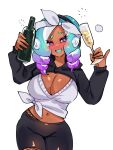  1girl 1girl curly_hair drunk drunk_female nintendo open_mouth para_(voidedparadigm) splatoon tentacle_hair 