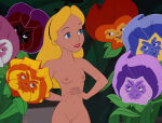 alice_(disney) alice_in_wonderland alice_in_wonderland_(1951_film) breasts flowers nekomate14 nude nude_filter screenshot_edit vulva