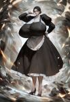  ai_generated attack_on_titan black_hair breast_expansion civitai gigantic_breasts lara_tybur maid_headdress self_upload stable_diffusion transformation 