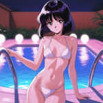  1girl 1girl 1girl accurate_art_style adult_swim akai_yume alluring bikini bishoujo_senshi_sailor_moon hotaru_tomoe medium_breasts sailor_saturn swimming_pool swimsuit toei_animation toonami white_bikini 