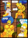 1girl 2boys bart_simpson breasts comic homer_simpson incest marge_simpson milf mother_and_son nipples penis sex text the_simpsons vaginal