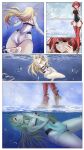 2girls air_bubbles asphyxiation ass big_breasts biru_saeika breasts bubbles cameltoe cleavage drowning female lake mythra_(radiant_beach)_(xenoblade) mythra_(xenoblade) nintendo one-piece_swimsuit peril pyra_(pro_swimmer)_(xenoblade) pyra_(xenoblade) swimsuit underwater underwater_peril water xenoblade_(series) xenoblade_chronicles_2