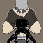 1girl 2d_(artwork) anal anal_insertion anal_sex ashley_graves ass big_ass big_ass big_penis bitch black_hair blush breasts bubble_ass bubble_butt clenched_teeth fat_ass hyper_penetration hyper_penis in_love in_love_with_cock lol_comments loving_it male on_knees penis penis_awe penis_in_mouth prostitute prostitution ripped_pants scarecorrode short_hair spitroast sweat the_coffin_of_andy_and_leyley trembling