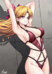 1girl adsouto adult_swim alluring arms_up big_breasts bishoujo_senshi_sailor_moon bishoujo_senshi_sailor_moon_r bishoujo_senshi_sailor_moon_r_the_movie bishoujo_senshi_sailor_moon_s bishoujo_senshi_sailor_moon_s_the_movie bishoujo_senshi_sailor_moon_supers bishoujo_senshi_sailor_moon_supers_the_movie blonde_hair blue_eyes bow cleavage collarbone hair_bow high_res lingerie lips long_hair looking_at_viewer minako_aino navel parted_bangs pin_up red_bow sailor_venus smile thick_thighs thighs toei_animation toonami underwear