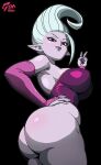 1girl anrisu arinsu ass ass_focus dr._arinsu dragon_ball dragon_ball_daima sex_invitation sexually_suggestive smile v