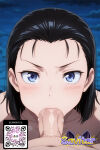  1boy 1girl 1girl ai_generated black_hair blue_eyes blush collarbone completely_nude erection fellatio forehead hetero littlehentai looking_at_viewer male nude oral penis saliva savitar savitar_(artist) short_hair solo_focus 