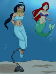  2girls aladdin_(series) asphyxiation crossover disney drowning female jimliesman princess_ariel princess_jasmine tagme the_little_mermaid underwater underwater_peril underwater_peril_aladdin 