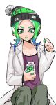 beanie big_breasts breasts cleavage lab_coat mev_(mevlingo) nintendo norishiitsu octoling octoling_girl shirt short_hair splaroon tentacle_hair