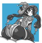  1boy 1girl ass assjob big_ass breasts buttjob drillslewds genshin_impact hotdogging hoyoverse huge_ass mona_(genshin_impact) penis_between_ass penis_on_ass 