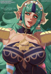 1girl 1girl aged_up alluring aramyx big_breasts english_text female_only fire_emblem fire_emblem:_fortune's_weave fire_emblem:_three_houses green_hair intelligent_systems light-skinned_female nintendo sothis_(adult)_(fire_emblem) sothis_(fire_emblem) text