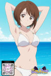 1girl 1girl 1girl ai_generated armpits arms_behind_head arms_up beach bikini blue_sky breasts brown_eyes brown_hair cleavage closed_mouth clothing cloud collarbone day halterneck horizon littlehentai looking_at_viewer medium_breasts navel o-ring o-ring_bikini o-ring_bottom o-ring_top ocean outside savitar savitar_(artist) short_hair sky standing swimsuit water white_bikini white_swimsuit