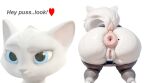 ai_generated anus ass big_anus big_ass cat donut_anus dulcinea_(puss_in_boots) feline high_res mammal netflix puffy_anus puss_in_boots pussy realistic round_ass shrek_(series) text the_adventures_of_puss_in_boots white_fur