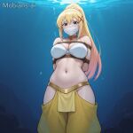 1girl ai_generated anime belly_dancer cloth_gag darkness_(konosuba) drowning fallnightwolf female gagged kono_subarashii_sekai_ni_shukufuku_wo! mobians.ai peril solo underwater underwater_peril