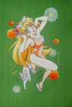 1girl adult_swim alluring artemis_(sailor_moon) ash_valery bare_shoulders bishoujo_senshi_sailor_moon bishoujo_senshi_sailor_moon_r bishoujo_senshi_sailor_moon_r_the_movie bishoujo_senshi_sailor_moon_s bishoujo_senshi_sailor_moon_s_the_movie bishoujo_senshi_sailor_moon_supers bishoujo_senshi_sailor_moon_supers_the_movie blonde_hair bow cat flip-flops food fruit green_background high_res long_hair medium_breasts minako_aino one-piece_bikini red_bow sandals sleeveless sunglasses_on_head swimsuit toei_animation toonami very_long_hair white_cat white_fur