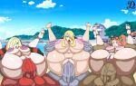  3_girls 3boys big_ass big_ass big_belly big_breasts big_penis big_testicles big_thighs cynthia cynthia_(pokemon) ero-enzo lusamine_(pokemon) sonia_(pokemon) 