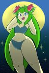 1girl 4kids_entertainment aged_up cosmo_the_seedrian cosmo_the_seedrian_(adult) fanart female iyzeekiil seedrian solo sonic_(series) sonic_the_hedgehog_(series) sonic_x swimsuit thicc_thighs tms_entertainment 